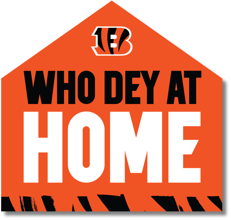 The Who Dey at Home Title Image is shown featuring the Cincinnati Bengals logo